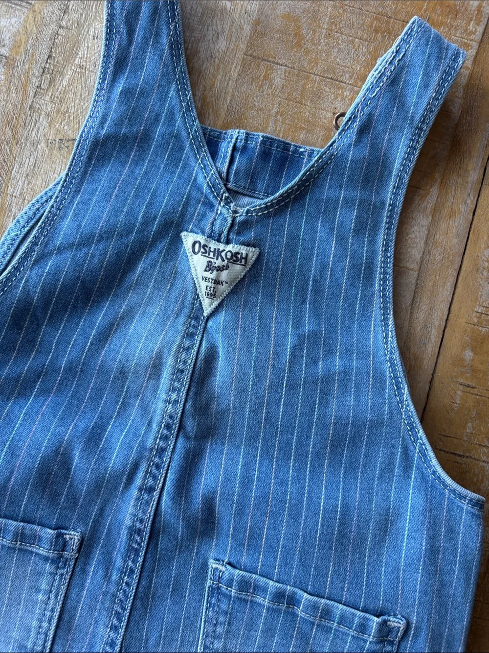 NWOT Oshkosh Pinstripe Denim Overalls 3t